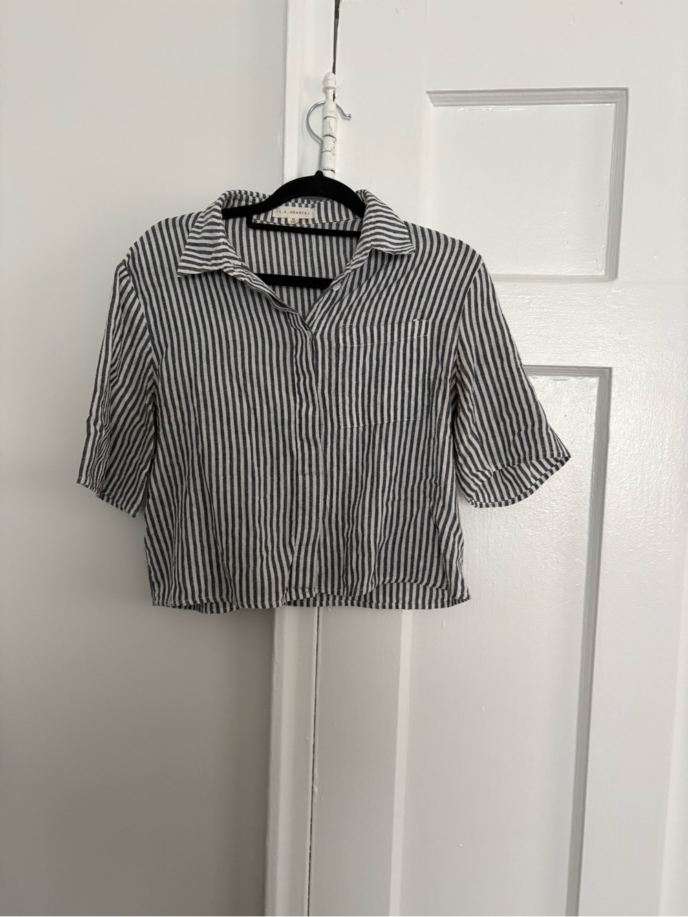 LA Hearts PacSun Striped Short Sleeve Crop Top (As Is / Faint Stains)